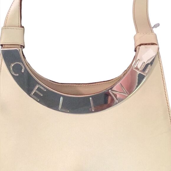 CELINE OFF WHITE LEATHER SHOULDER HOBO TOTE HAND BAG - Picture 8 of 12